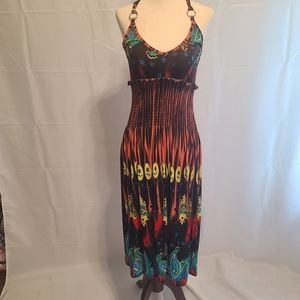 Renegade club bohemian multi colored criss crossback strap dress size small